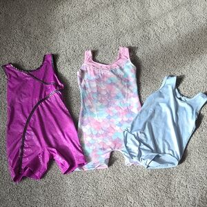Kids Bundle Of One Piece Leotards Pink, Multicolor, Blue